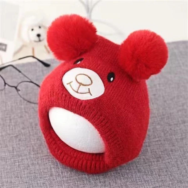 Autumn Winter Baby Bonnets Ear Protection Cute Baby Girls Baby Boys Hat Acrylic Bear Warm Knitted Beanie Newborn Accessories