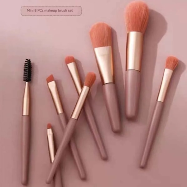 Beginner Makeup Brush Mini Set of 8 Portable Makeup Soft Bristle Makeup Brushes