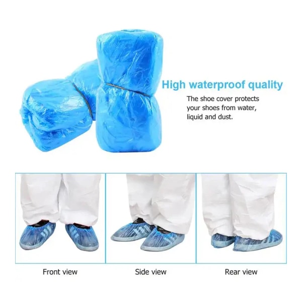 100 PCS Plastic Disposable Shoe Covers Cleaning Overshoes Outdoor Rainy Day Carpet Cleaning Shoe Cover Waterproof Shoe Covers