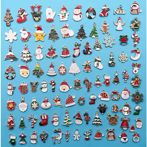 Randomly Mix 20/40/100Pcs Enamel Christmas Charms Snowman Santa Tree Penguin Reindeer Pendant For DIY Jewelry Making Accessories