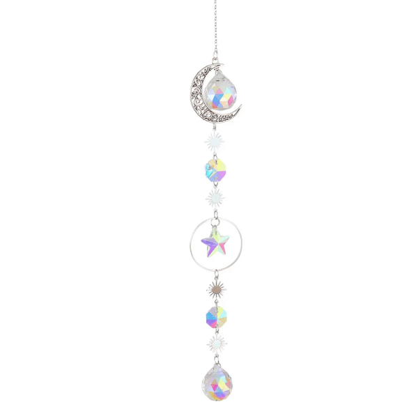 Crystal wind chimes sun and moon pendant diamond prism pendant rainbow dream catcher home garden wind chime ornament