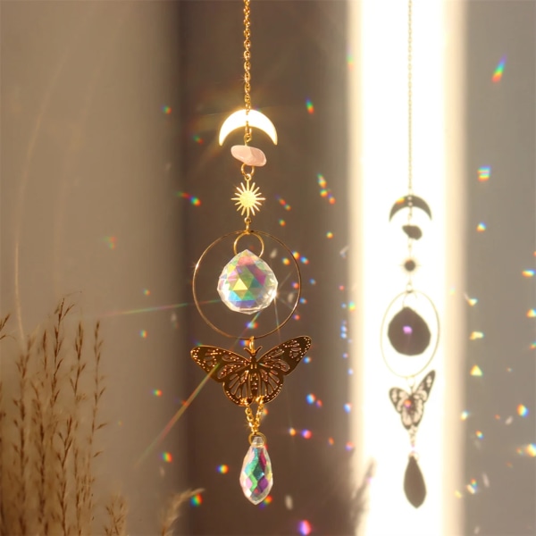 Butterfly Dragonfly Prisms Light Catcher Crystal Wind Chimes Mushroom Hanging Ornaments Sun Catchers Home Garden Decorations