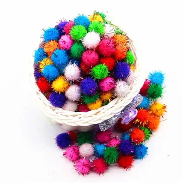 20mm Glitter Pompom Fluffy Plush Craft DIY Pom poms Ball Fur Christmas Decoration Kids Toys Dolls Accessories 100pcs