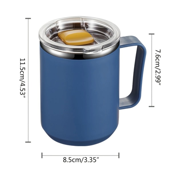 1pc  450ML  Insulated Coffee Mug With Handle And Lid, Stainless Steel Coffee Travel Mug, Double Wall Vacuum Coffee Mug For Office