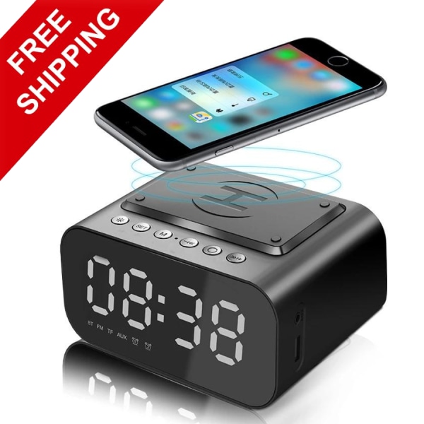 Bluetooth Speaker Wireless Mobile Charger Station LED Digital Alarm Clock FM USB