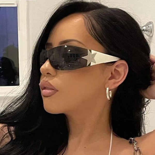 2023 Star One Piece Luxury Punk Rimless Sunglasses Women Brand Designer Y2K Sun Glasses Men Goggle Shades UV400 Fashion Eyewear