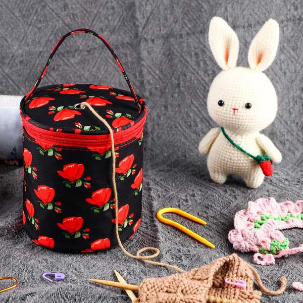Empty Small Yarn Storage Bag Rose Color Waterproof Knitted Bag Portable Travel Organize Storage Sewing Tool Accessories Gift