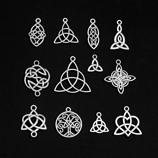 12/20pcs Mixed Celtic Protection Amulets Wiccan Charms Witch Knot Irish Witchcraft Pendants Diy Earring Jewelry Making Supplies