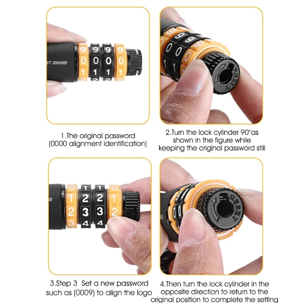 Bicycle Safety Lock Bike Helmets AntiTheft Elasticity Locks 4 Digits Combination Password Road Bike Steel Cable Cycling Lock