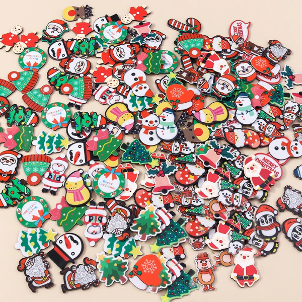 10/30pcs Mixed New Merry Christmas Charms Resin Flatback Cabochons Pendant for DIY Xmas Jewelry Making Accessories New Year Gift