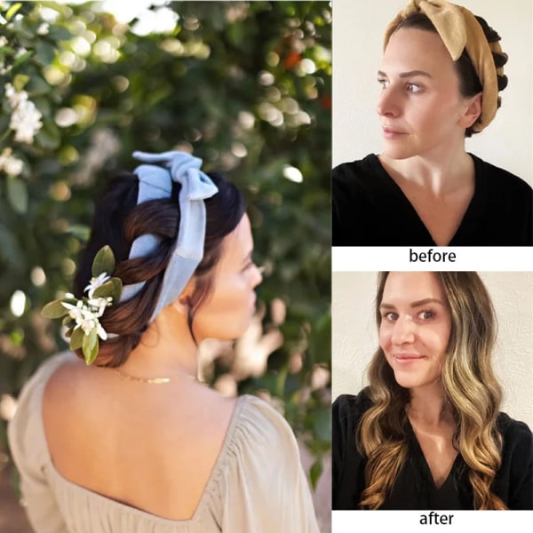 2 In 1 Heatless Curling Headband Lazy Curler Set Hairs Rollers Sleeping Soft Hair Bands Wave Hair Curlers DIY Styling Tools