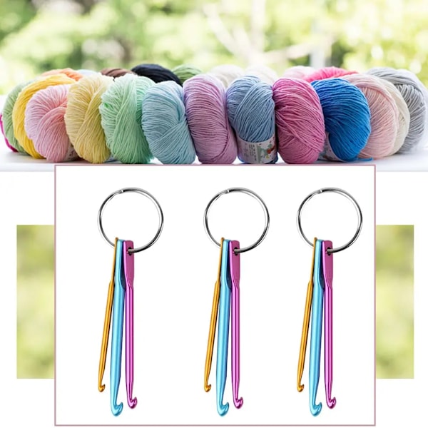 3Sizes/set Mini Aluminum Keychain Crochet Hooks DIY Multicolour Crafts Tools Knitting Needles