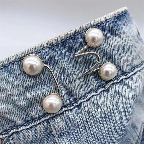 Detachable Metal Buttons Pearl Snap Fastener Pants Pin Retractable Button Sewing-Free Buckles for Jeans Perfect Fit Reduce Waist