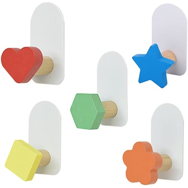 Design Nordisk Färg Rund Massivträ Dekoration Liten sammanfogad Creative Hook Coat Vägg Barnrumsdekoration,1 Styck,E