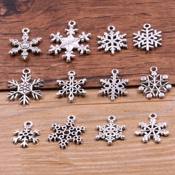 20Pcs 11Styles New Product Metal Zinc Alloy Mix Sizes Snowflakes Charms Fit Jewelry Christmas Pendant Makings DIY Handmade Craft