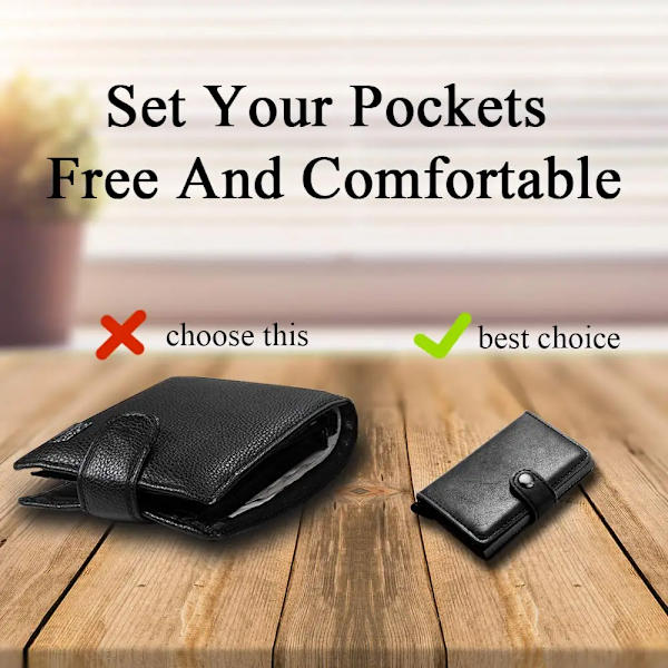 SEMORID Credit Card Holder Holder Slim Leather Wallet Pop Up Wallet  RFID Blocking Metal Double Card Case for Men and Women