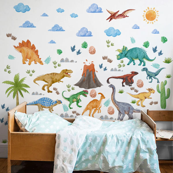 Dinosaur Wall Decals, Dino Alphabet Wall Stickers, Wall Decor for Boy Girl Kids Nursery Baby Bedroom Living Room  Classroom