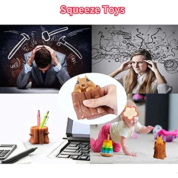 2 PCS Squeeze Squirrel Toys Decompression Evil Squirrel Cup Sensory Fidget Toys