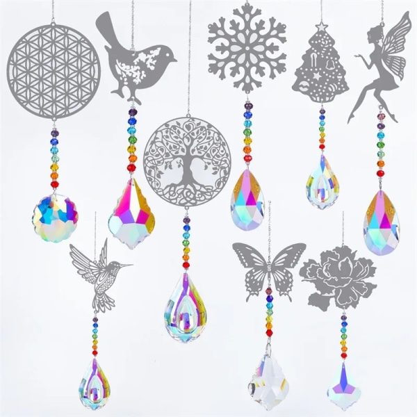 Chakra Tree of Life Sun Catcher Crystal Prism Handmade Crystal Drop Faceted Window Art Hanging Pendant For Home Garden Decor