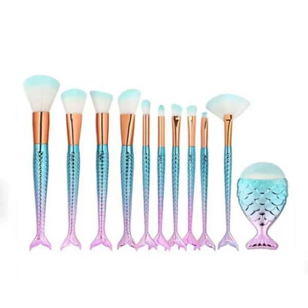 11pcs Makeup Brushes Kit Maquiagem Maquillaje New Mermaid Foundation Eyebrow Eyeliner Cosmetic Makeup Brushes