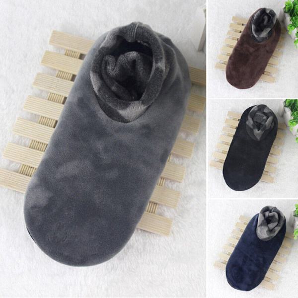 Men's Winter Warm Home Soft Fleece Thick Bed Sock Non Slip Slipper Floor Soc;WL