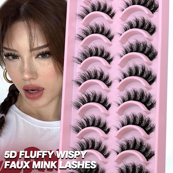 10 Pairs 3D Faux Mink Lashes Fluffy Soft Full Thick Wispy Natural long False Eyelashes Curly lashes wholesale lashes