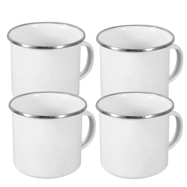 4 Pcs Camping Glass Enamel Mug Outdoor Portable Cup Sublimation White Convenient Water Healthy Cups Travel To sublimate