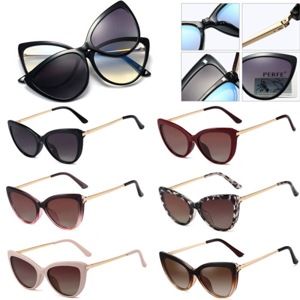 Sunglasses Polarized Magnetic Clip-on Eyeglass Frame Blue Light Blocking UV Rx H