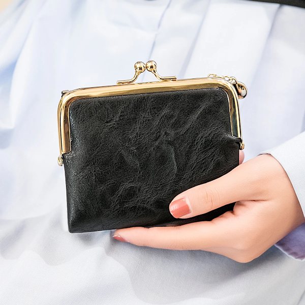 MIYIN Womens Wallet Small Rfid Ladies Compact Bifold Leather Vintage Coin Purse With Zipper and Kiss Lock