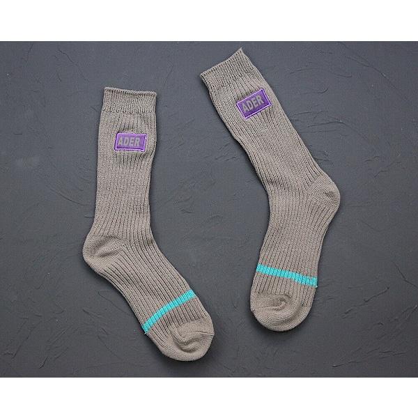 NEW 23 Fall Winter Cropped Embroidery Crew Cotton ADER Mid Calf Socks