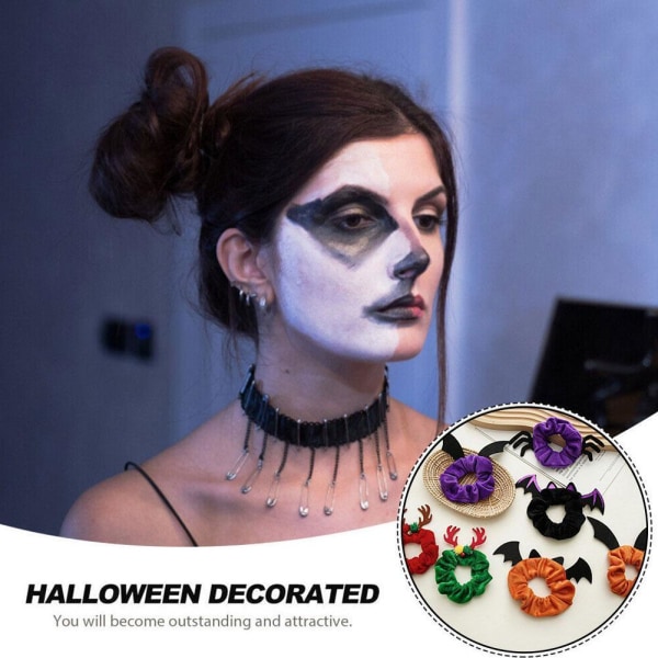 Halloween Hair Ties Spider Antlers Bat Wing Demon Scrunchie Hairband Access GX