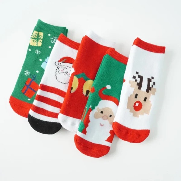 Christmas Children's Socks, Autumn and Winter Thickened Puller Ring Socks, Warm Christmas Cartoon Baby Socks
