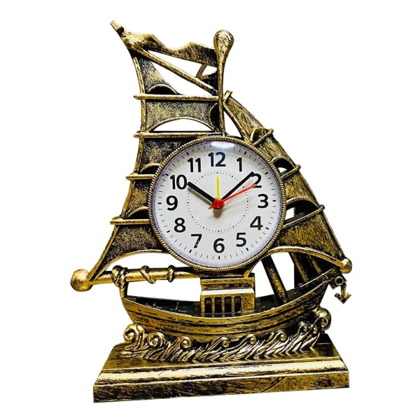 Desk Clock Home Decor Ornament Sailing Figurine Alarm Clock Table Clocks for