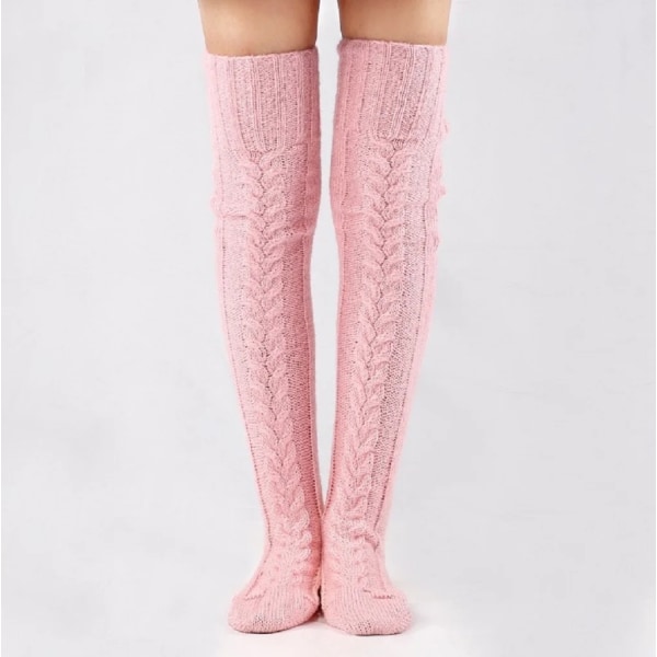 Christmas Mohair Cable Knit Stockings Women Winter Leggings Warm Grey Pink Over Knee Socks Ladies Home Thick Stockings 2023 New