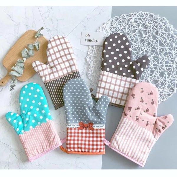 Cotton Fashion Kitchen Pad Cooking Microwave Baking BBQ Oven Potholders Oven Mitts Kitchen Gloves Mitts