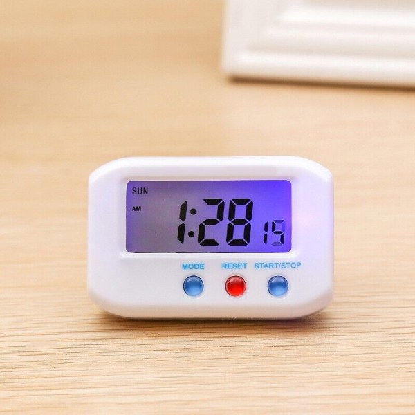 Digital Small LCD Watch with Date Alarm Stop Snooze Night Light Table Clock Kitchen-