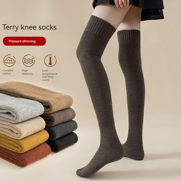 Thickened Stockings For Warmth Knee Length Socks Loop Socks For Women Autumn And Winter Plush High Tube Loop Socks For Children