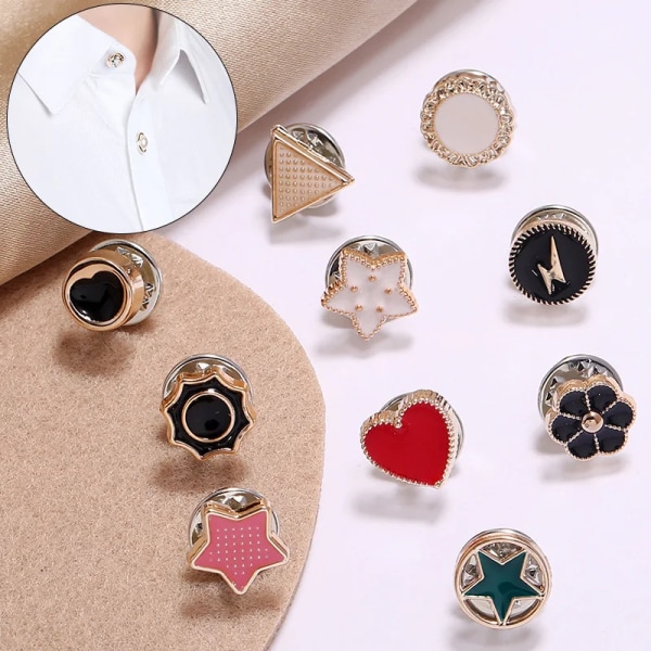 10PC Women Men Flower Star Small Brooches DIY Decor Fixed On Sweater Scarf Suit Anti-Burnout Buckle Pin Christmas Jewel
