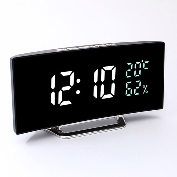 Stylish Digital Alarm Clock with Curved Screen Temperature Humidity Display