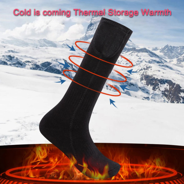 Unisex Electric Heated Socks Washable Heated Sports Stockings 3 Heating Level Comfortable for Ski Motorcycle Skating