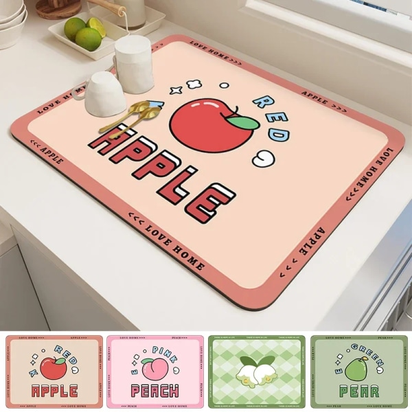 Kawaii Drain Pad Kitchen Mat Dish Drainer Diatomite Drying Mat Fruit Coffee Rug Draining Mats Dinnerware Placemat Home Decor