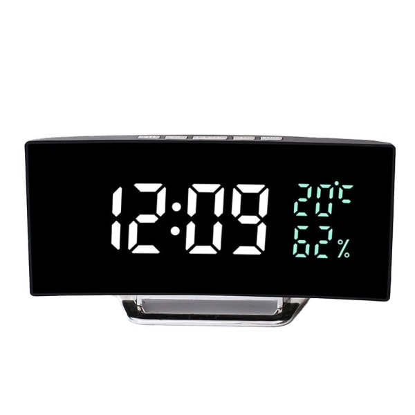 Stylish Digital Alarm Clock with Curved Screen Temperature Humidity Display