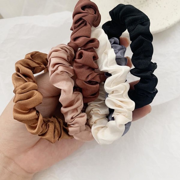 6Pcs/Set Elastic Hair Bands Silk Satin Scrunchie Hair Ties Holder Ropes Y9M5