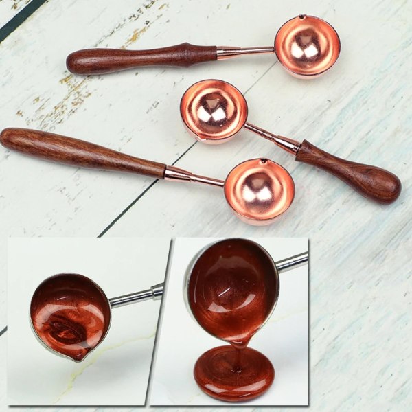 Exquisite Retro Fashion Long Wooden Handle Lacquer Spoon Seal Wax Sealing Special Lacquer Wax Printing Production Accessories