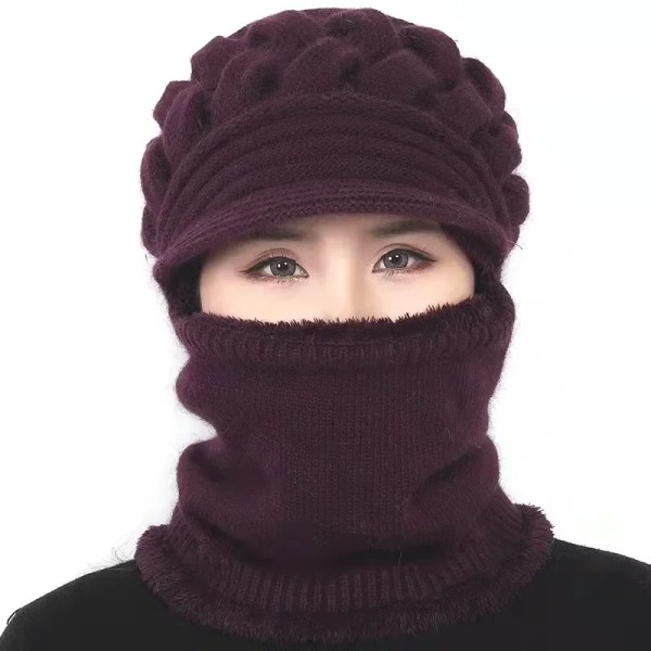 Coral Fleece Winter Hat Beanies Women's Hat Scarf Warm Breathable Wool Knitted Hat For Women Double Layers Protection Caps