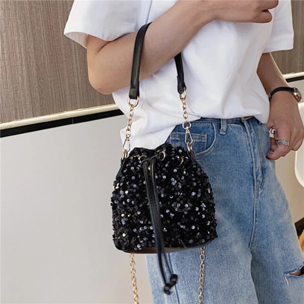 Purses And Handbags For Women  Sequin String Bucket Handbags Tote Ladies Shoulder Bag Girls Crossbody Bags For Ladies