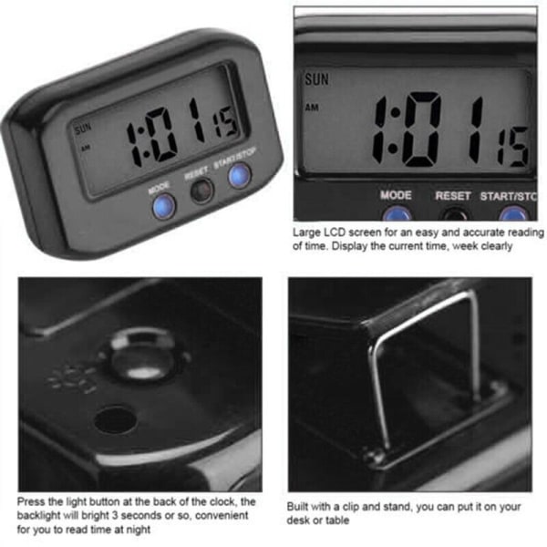 Digital Small LCD Watch with Date Alarm Stop Snooze Night Light Table Clock Kitchen-