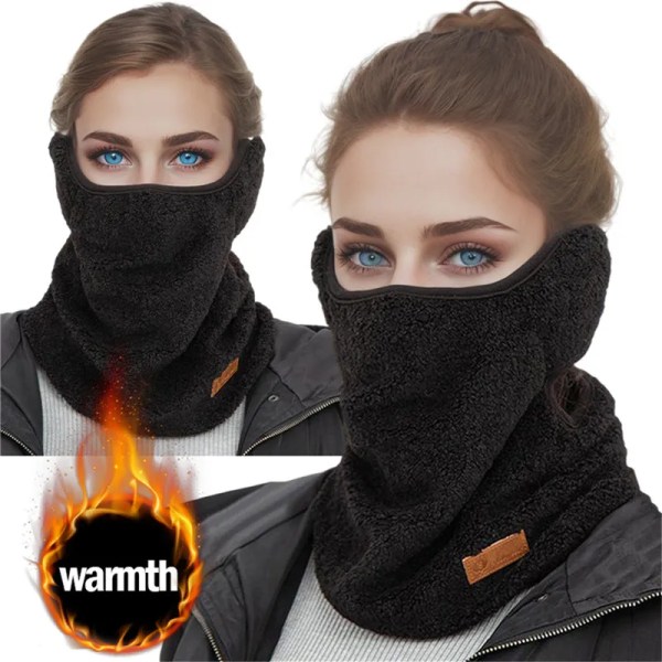 Winter Beanie Hat for Women Coral Fleece  Camping Outdoor Sports Thick Neck Scarf Ear Caps Balaclava Mask Bonnet Hats Masks
