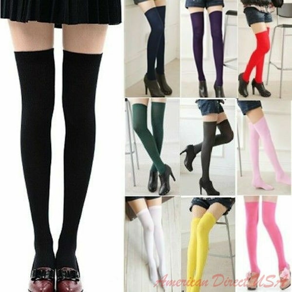 Candy Color Thigh High Stockings Sexy Women Nightclub Lingerie Long Socks