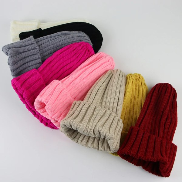 Winter Baby Hat For Kids Warm Knitted Baby Accessories Infant Girl Boy Beanie Cap Solid Color Children Toddler Beanies Bonnet